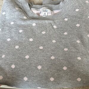 Croft & Barrow Light Gray and Pink Dot Sweater